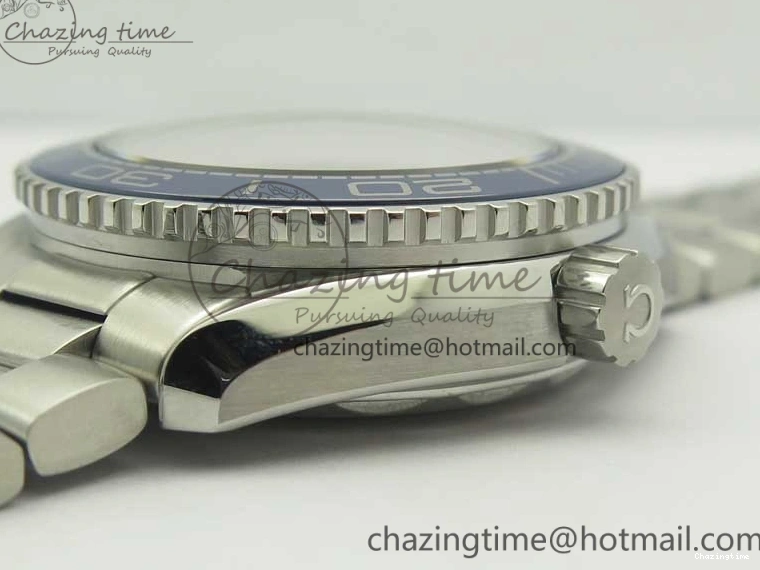 0428 Planet Ocean 2016 43.5mm SS Blue Bezel OM 1:1 Best Edition Blue Dial on SS Bracelet A8900 V WellDesigned 8029